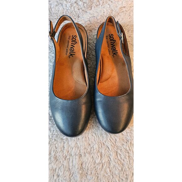SoftWalk Sandy Slingback Flat Sandal Women Size 7.5M Navy Leather Comfort Within - Picture 2 of 5
